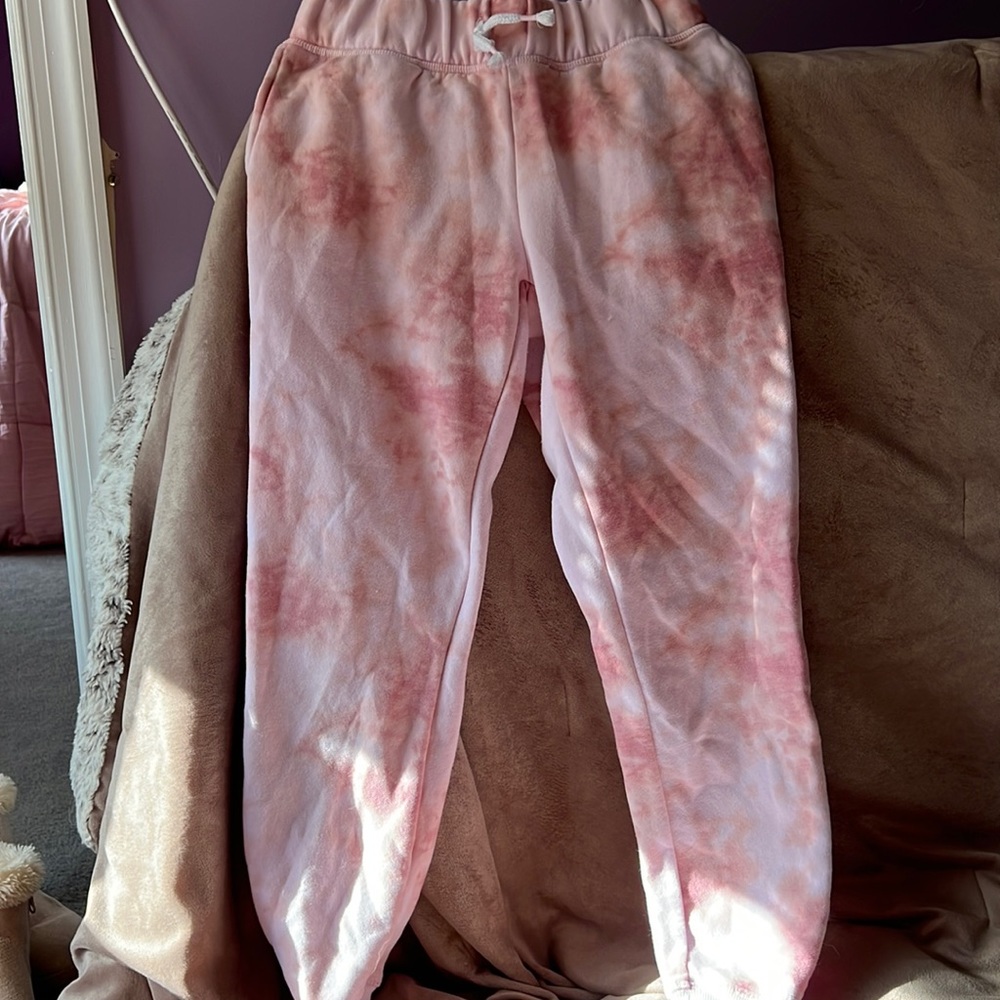 Girls size 10/12 tye dyed jogger, pink and white